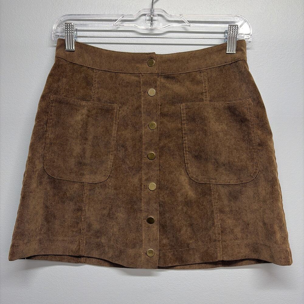 Cotton Candy LA Women's Size Large Tan Corduroy Button Mini Skirt